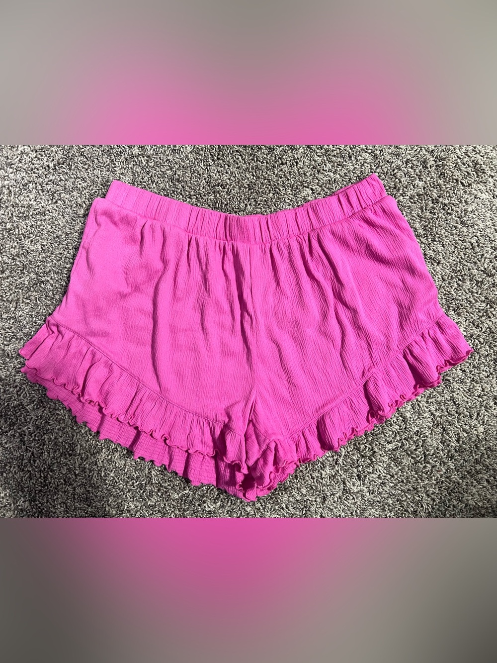 Secret Treasures Hot Pink High-Waist Ruffle Hem Shorts